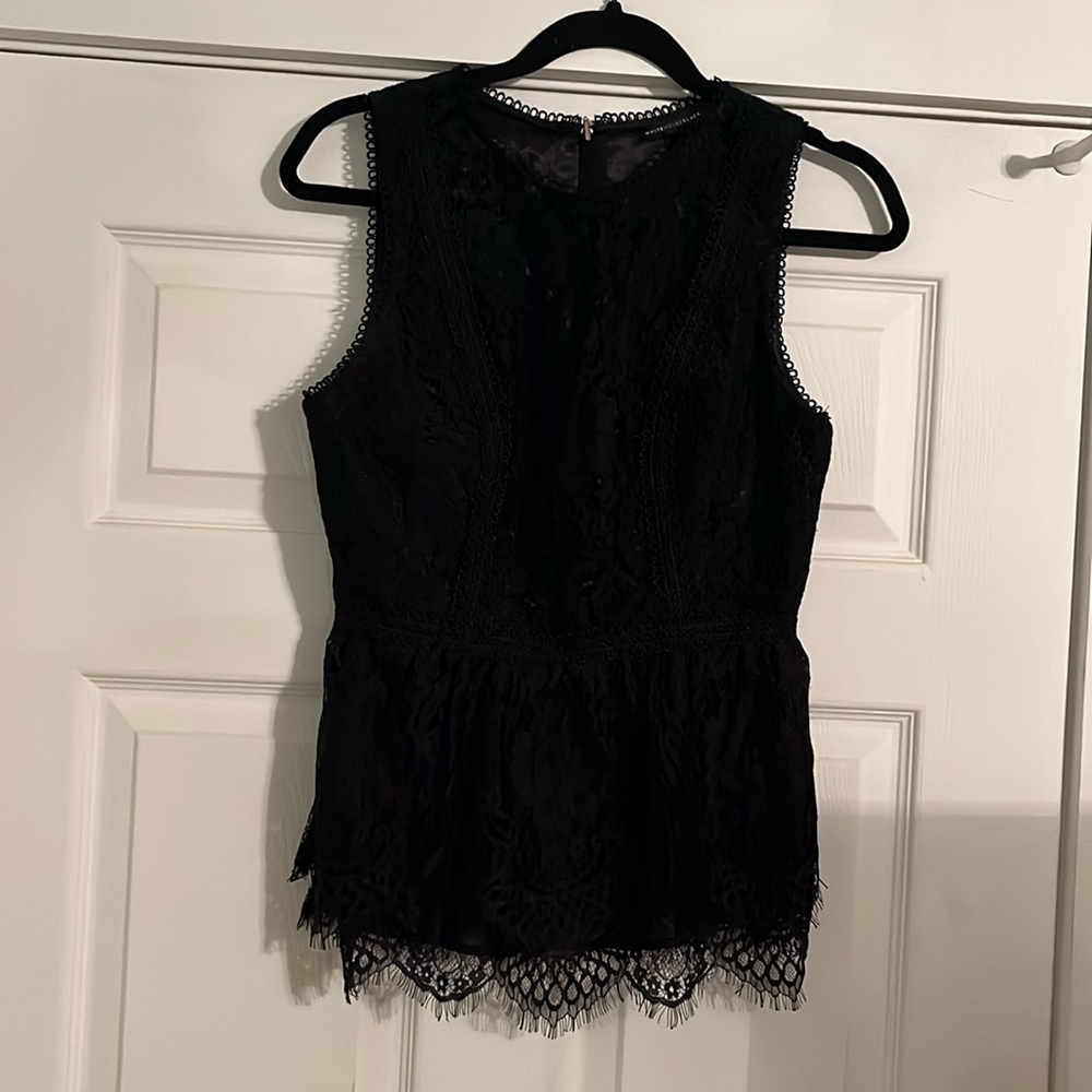 WHBM formal lace sleeveless back zip top